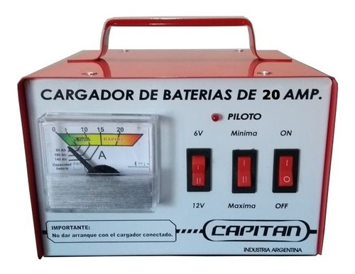 Cargador De Bateria 20 Amp. Auto Moto Capitan Nacional M