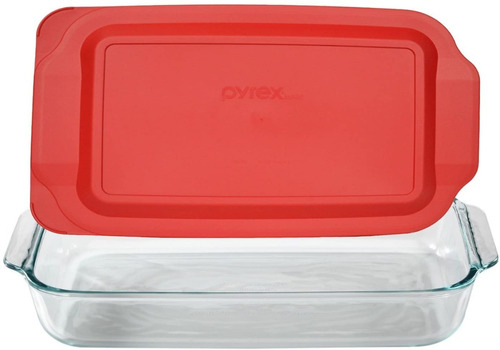 Fuente Rectangular Vidrio Tapa Pyrex Pirex 2l Horno Silmar