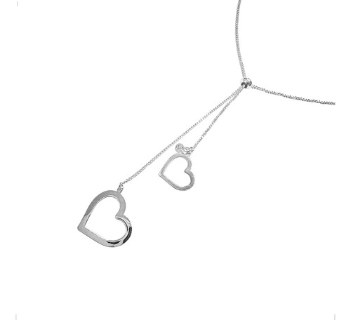 Collar Corbatero De Plata 925 Dijes De Corazón Agálea Mujer
