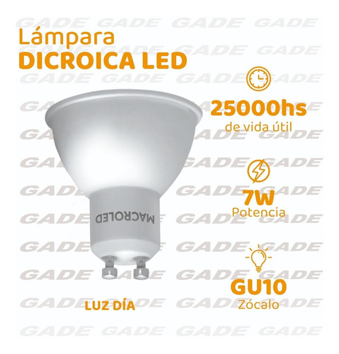 Imagen 2 de 10 de Lampara Dicro Led 7w Gu10 Luz Fria Calida 220v Macroled