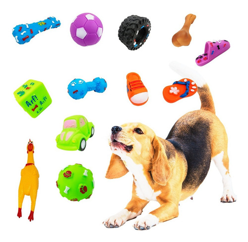 Kit Com 12 Brinquedos Para Pet - Mordedor - Bolinha - Pneus
