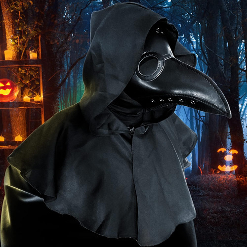 Mascara Y Capa De Plague Doctor Con Pico De Nariz Larga P...
