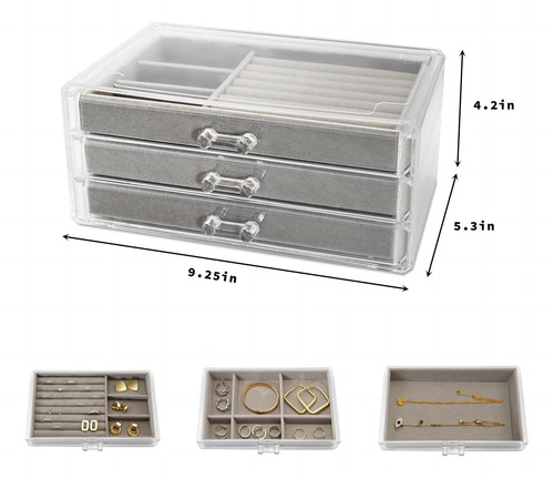 Mffore Caja Organizadora De Joyas De Acrílico Transparente C