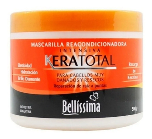 Baño De Crema Keratotal Cabellos Dañados Bellissima 500g