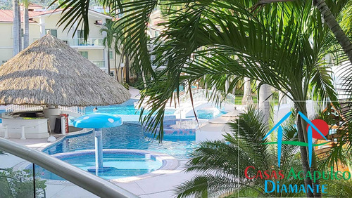 Cad Diamante Lakes Rubí 202. Terraza Con Vista A La Alberca Y Jardines