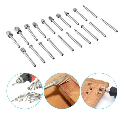 Set De 20 Herramientas Hss, Lima Rotatoria Para Madera,