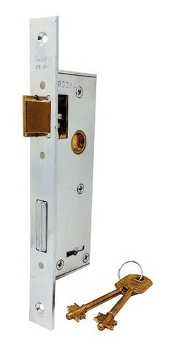 Imagen 2 de 3 de Cerradura para puerta batiente Candex 121 color plateado acabado niquelado/zincado con pestillo entero