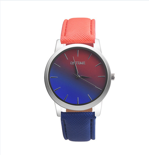 Juvenil Divertido Reloj Arcoiris Retro Para Mujer Dama Niña Correa Azul Marino Bisel Predeterminado Fondo Predeterminado