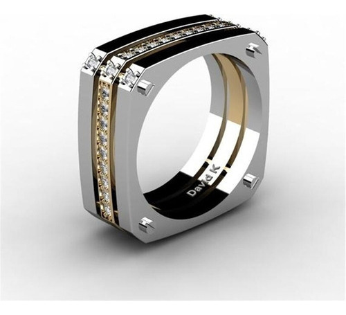 Anillos Personalidad Hombre Oro Plata Cuadrado Boda