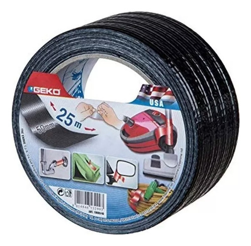 Cinta Duct Tape Multipropósito Geko 50mm X 25mt Negro -plata