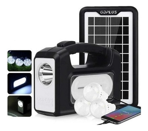 Kit Solar De Emergencia Camping 36hrs / Gd-8 Color Negro