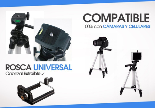 Imagen 7 de 10 de Tripode Fotografia Celular Camara 1.03mt Con Burbuja + Bolso