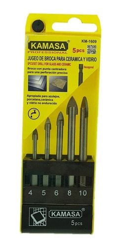 Jgo Kit Set Brocas Para Cerámica Y Vidrio 5 Pcs Hexagonales