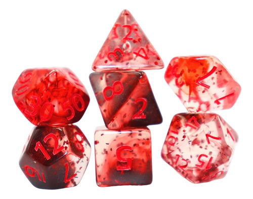 7 Piezas De Dados Poliédricos D6 D4 D8 D10 D12 D20 Rojo