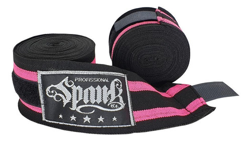 Kit 10 Pares Bandagem Elástica Boxe 3metros - Preto/rosa