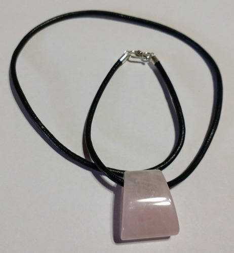 Collar Hombre Piedra Cuarzo Rosado Cuero Plata ... Milenoil