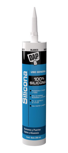 Dap Sellador Silicona 100% Acética Uso General Blanco Cartuc