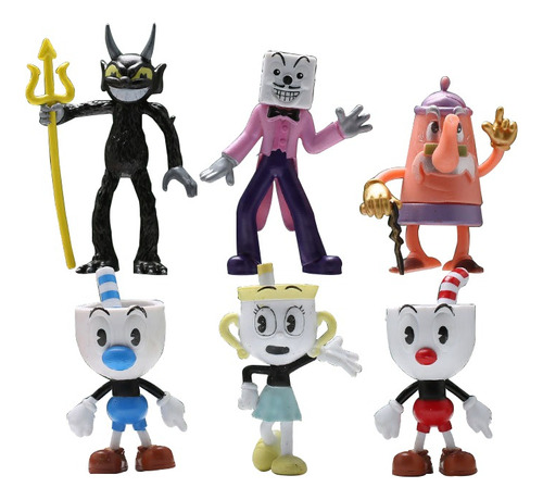 Colección De Anime Figuras De Cuphead 6 Piezas Adornos