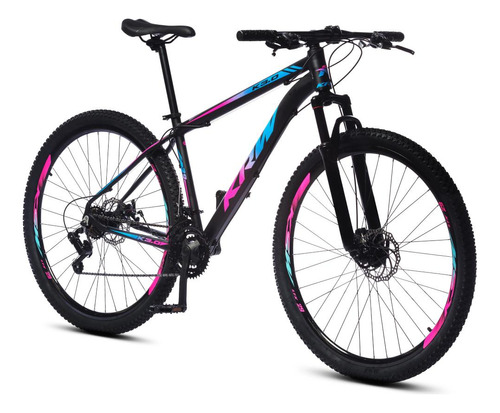 Bicicleta Aro 29 Krw Alumínio Shimano Tz 21 Vel A Disco sh21 Cor Preto/rosa E Azul