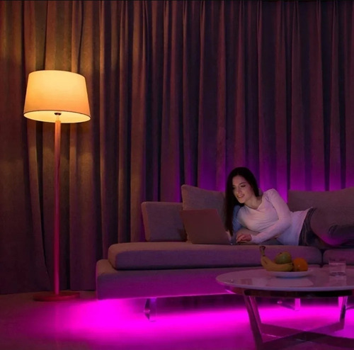 Imagen 5 de 5 de Pack Tiktok: Cinta Led Colores 5mt + Control Rgb + Adaptador