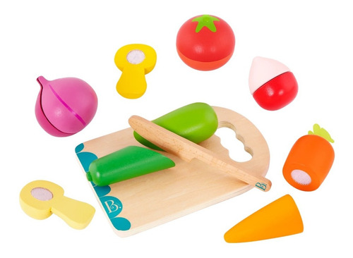 Juego Comida Verduras Madera Con Velcro Abrojo Battat