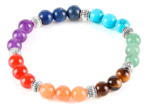 Pulsera 7 Chakras Elástica Proteccion Ojo Tigre Lapislázuli 