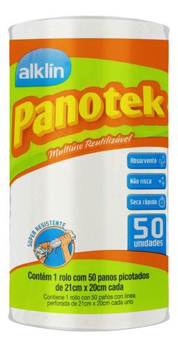 Pano para limpeza Alklin Pano Panotek pano branco 50 u