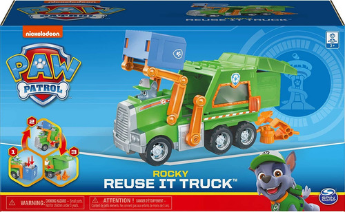 Paw Patrol Camion De Reciclaje Rocky Carga Y Transporta