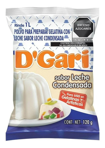 10 Pzas Polvo Para Preparar Gelatina D´gari De Leche Sabor L