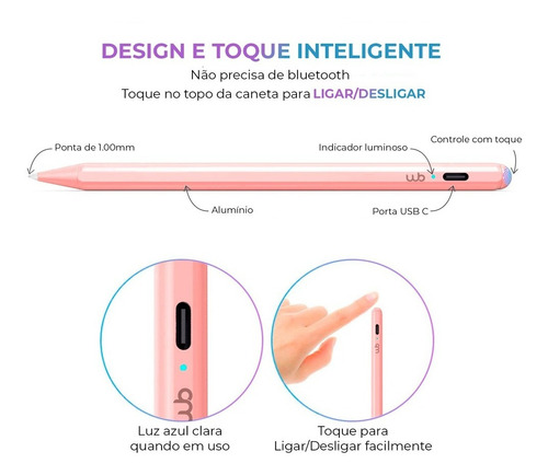 Imagem 3 de 7 de Kit Pencil Wb Rosa + Capa iPad 10.2 + Película Paperlike