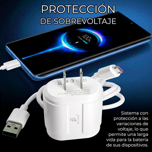 Combo Cargador Carga Rapida 2.0 Cable V8 Cargador Pared Usb