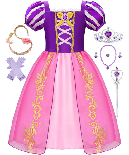 Knemmy Vestido De Rapunzel Para Niñas Disfraz De Rapunzel Ve