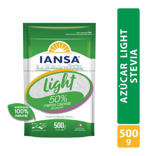 Azúcar Blanca Light Iansa Con Stevia 500 G