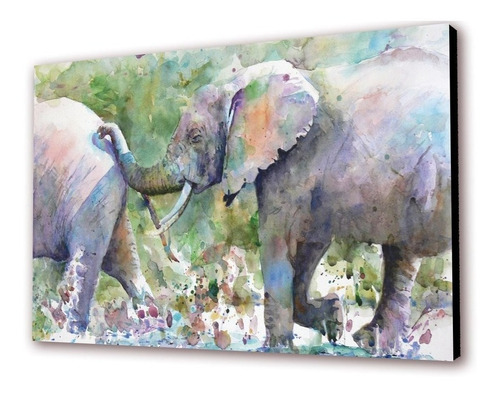 Cuadro 50x30cms Tipo Oleo Elefante2 Decorativo