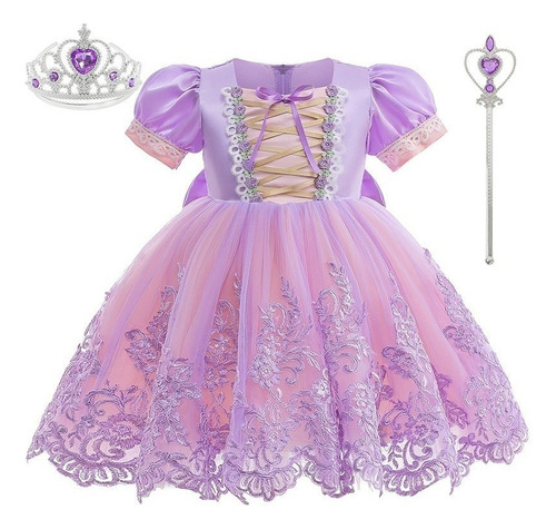 Vestido De Rapunzel Princesa Disfraz Niña Halloween Carnaval Cosplay Trajes Fiesta