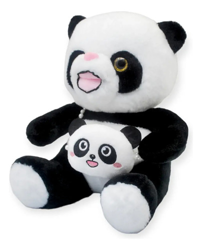 Panda De Peluche Bolso Pandita Suave Juguete Animales 23cm Color Negro