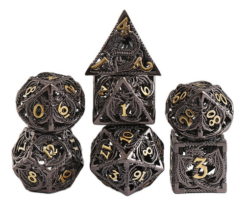 / Juego De Dados De Metal Hueco De 7 Piezas Dnd Con Estuche
