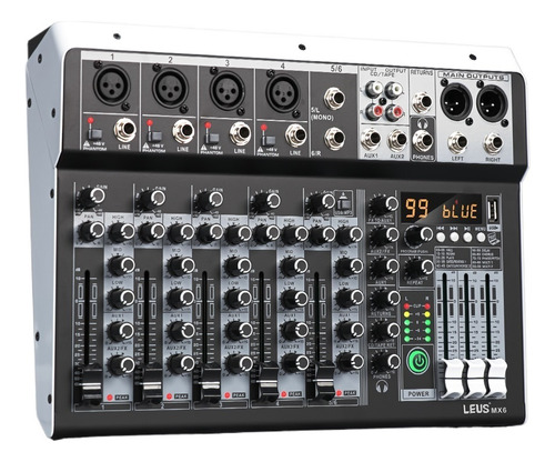 Mx6 Canal 99 Dsp Efeito Mixer Record Pc 48v Phantom Power