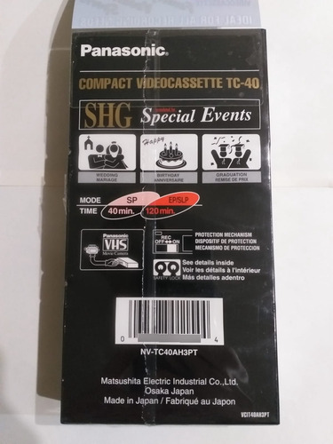 Panasonic Vhs-c Tc-40 Shg 2 Horas (pack X 3)