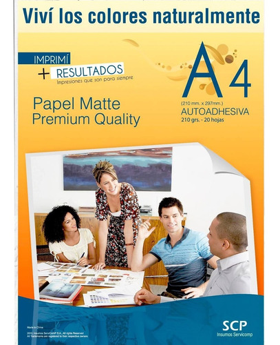 Papel Sticker Con Terminacion Mate 100 Hojas - A4 210gr