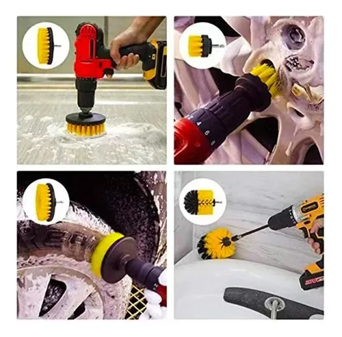 Kit De 3 Cepillos Para Taladro Pulidora Limpieza Auto Tapiz