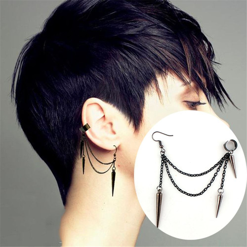 Brincos Punk Rivet Ear Stud Dangle Hip Hop Party Long