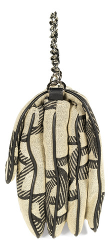 Bolsa Satchel Cloe Para Mujer Insignia Metálica En Iniciales Color Beige