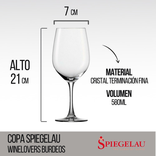 Imagen 2 de 10 de Copa Spiegelau Winelovers Burdeos Cristal 580ml.