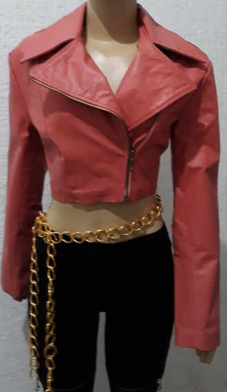 jaqueta de couro cropped