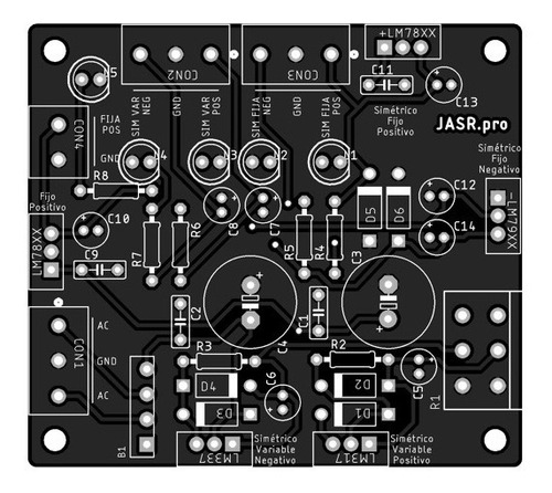 Imagen 1 de 3 de Pcb Fuente Voltaje Fija 5v / Variable +-30v / Simétrica +-12