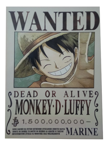 Poster Cuadrado One Piece, Wanted Luffy 1500000