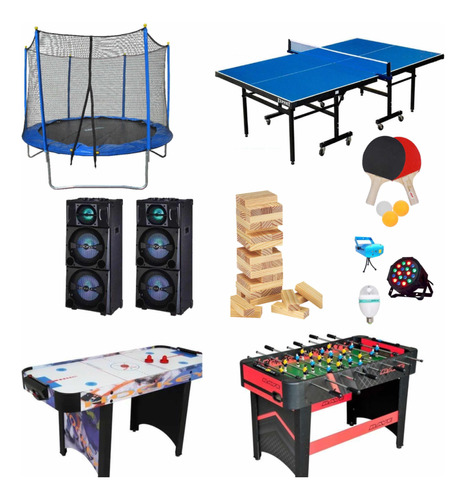 Alquiler Mega Combo Mesa De Pingpong+cama Elástica Y Mas