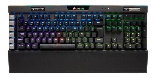 Teclado gamer Corsair Platinum K95 QWERTY Cherry MX RGB Speed inglés US color gunmetal con luz RGB