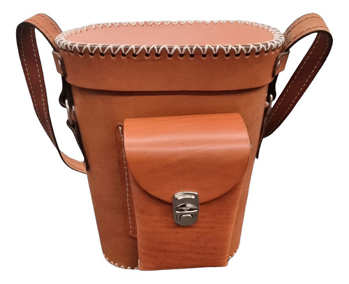 Bolso Portatermo Cuero Bolsillo Cierre Portafolio Premium!! Color Marrón